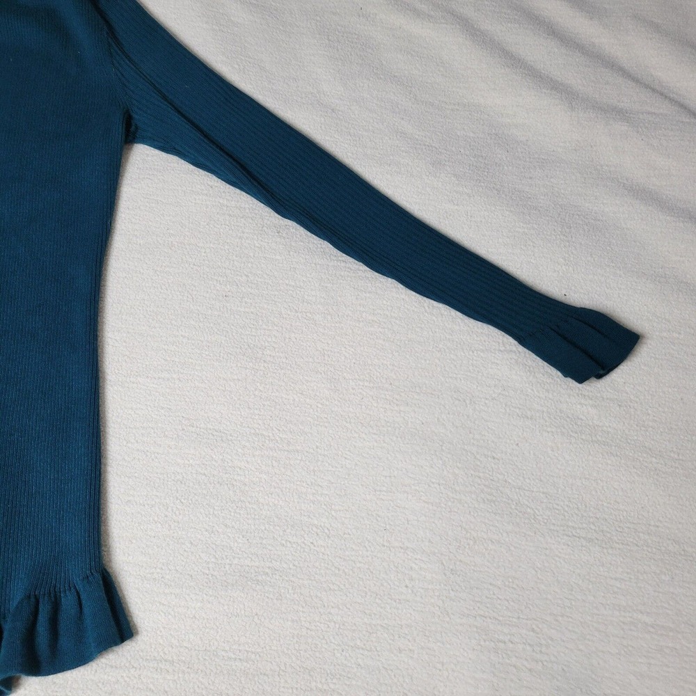 Worth New York Sweater Womens Sz P Lightweight Teal Green Silk Blend Academia - Picture 10 of 16